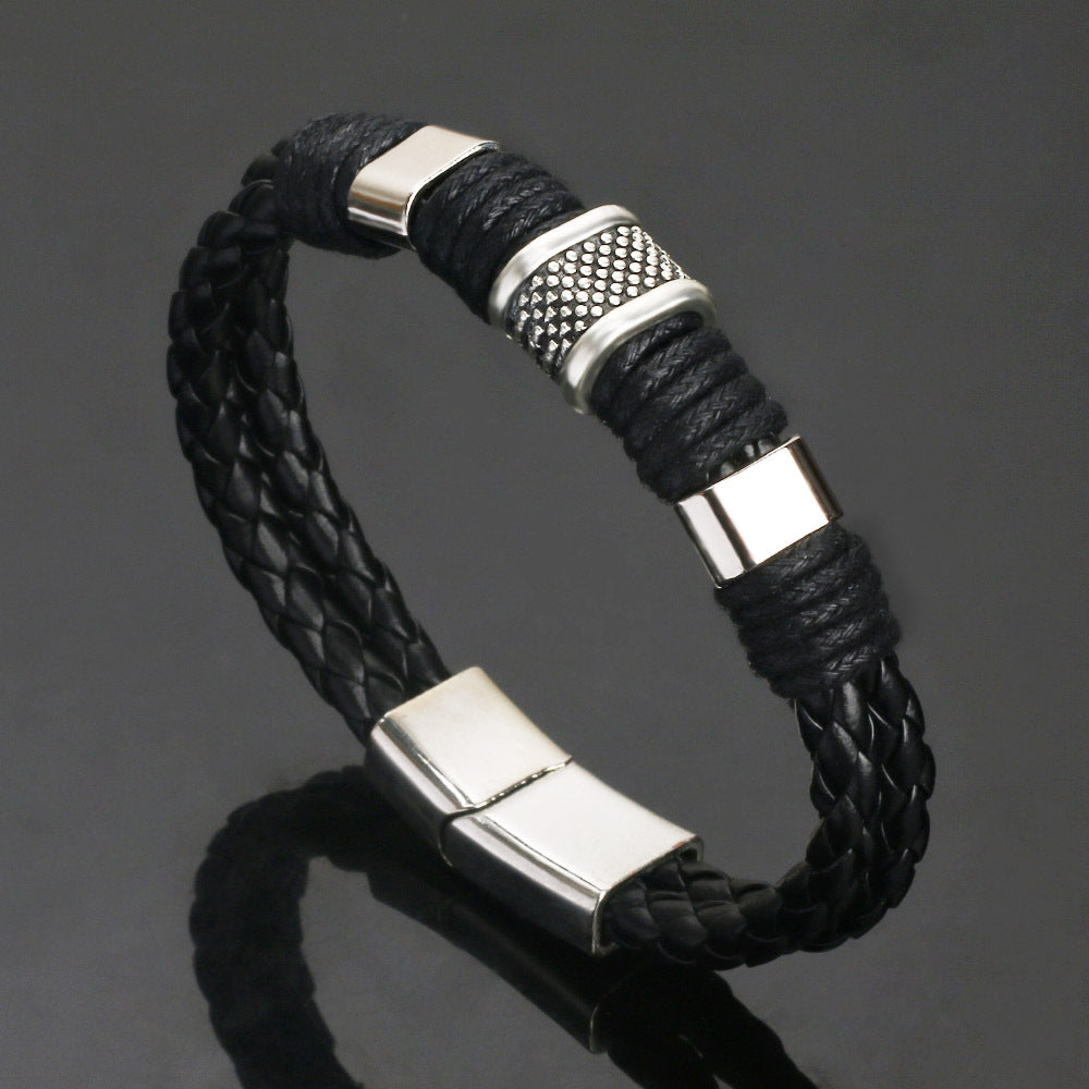 Men's Cowhide Magnetic Buckle Korean Fashion Domineering Bracelets