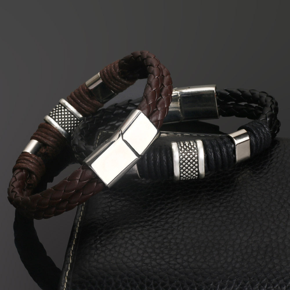 Men's Cowhide Magnetic Buckle Korean Fashion Domineering Bracelets