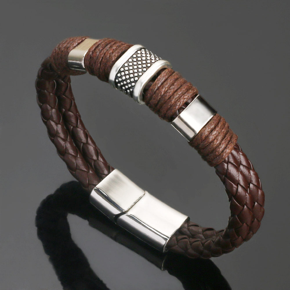 Men's Cowhide Magnetic Buckle Korean Fashion Domineering Bracelets