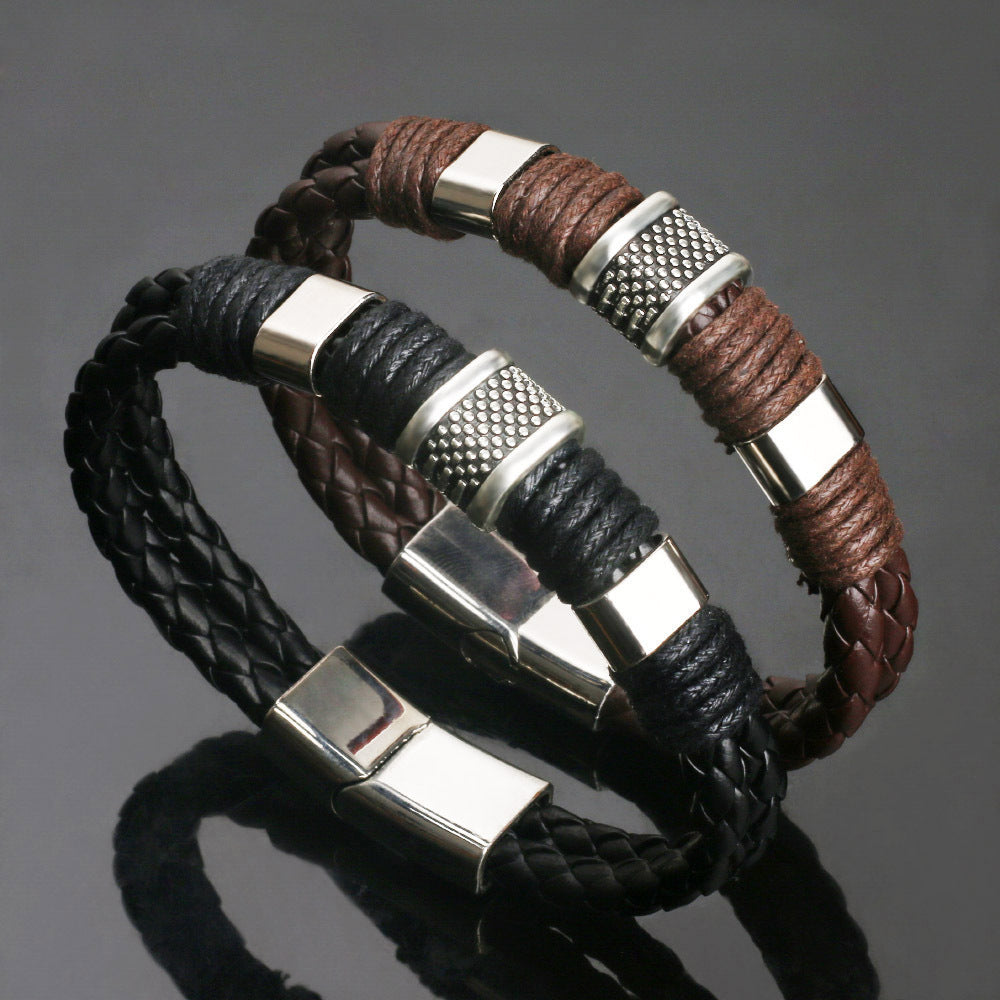 Men's Cowhide Magnetic Buckle Korean Fashion Domineering Bracelets