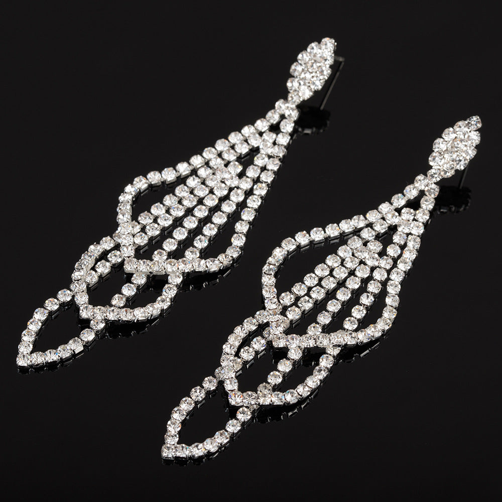 Women's Punk Claw Chain Diamond Tassel Temperamental Shiny Stud Earrings