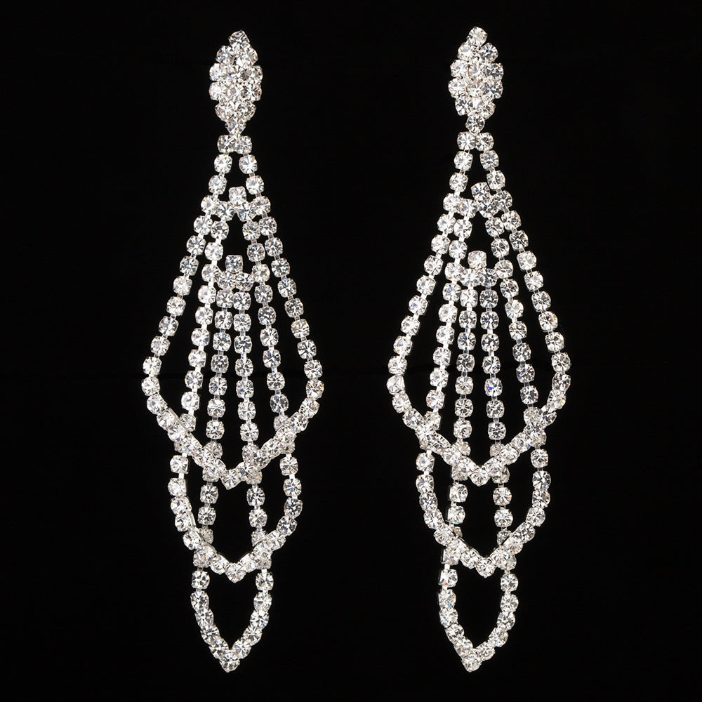 Women's Punk Claw Chain Diamond Tassel Temperamental Shiny Stud Earrings