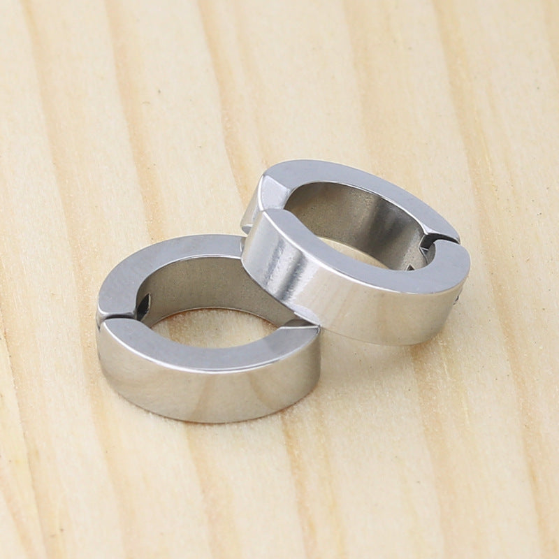 Men's Hip Hop Punk Titanium Steel No Piercing Earrings