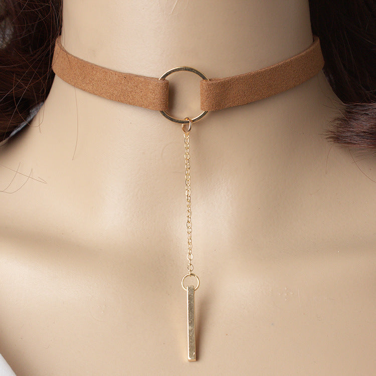 Women's Veet Wide Strap One-line Clavicle Chain Simple Trendy Pendants