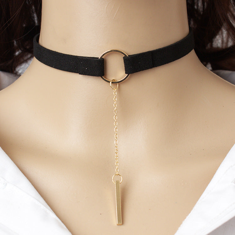 Women's Veet Wide Strap One-line Clavicle Chain Simple Trendy Pendants
