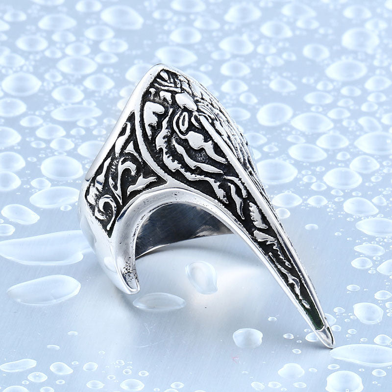 Men's Retro Ornament Stainless Steel Carved Armor Rings