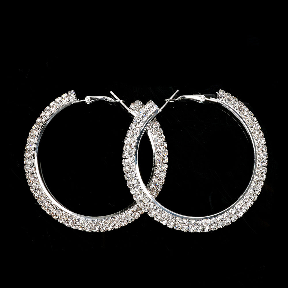 Beautiful Rhinestone Plating Large Circle Exquisite Stud Earrings