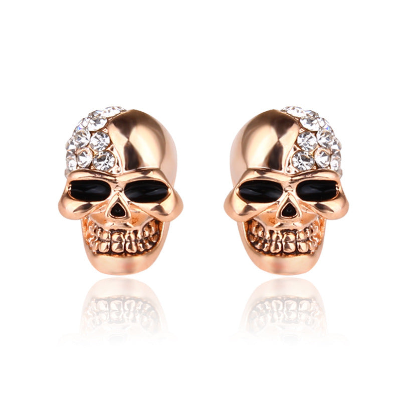 Women's & Men's & Retro Glossy Skull Full-jeweled Personalized Earrings