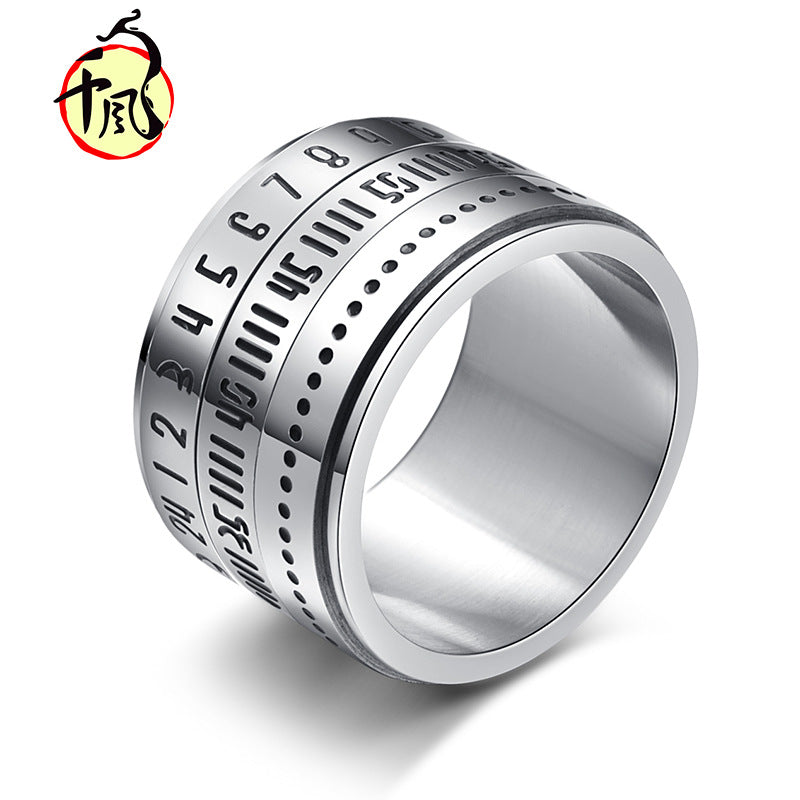 Men's Titanium Steel Time Rotating Arabic Digital Rings