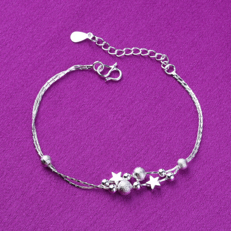 Damen-Perlen-Sier-Version, kleines Stern-Ornament, doppellagig, leichte Armbänder