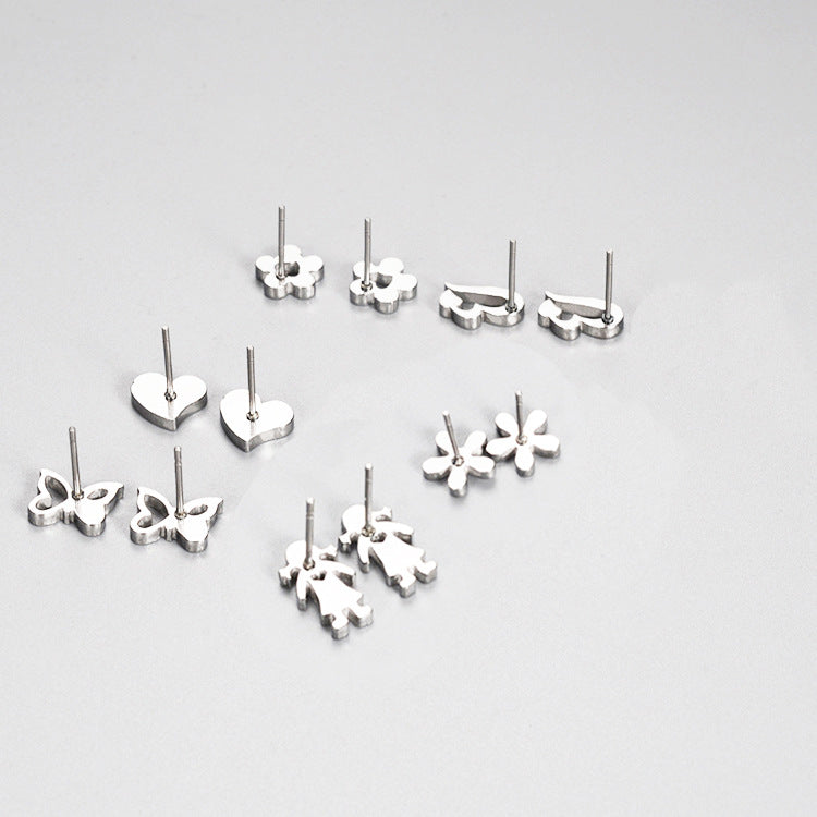 Clear Face Stainless Steel Personality Fashion Earrings