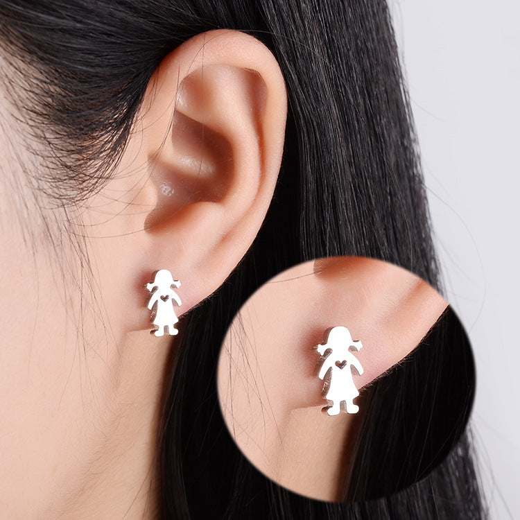 Clear Face Stainless Steel Personality Fashion Earrings