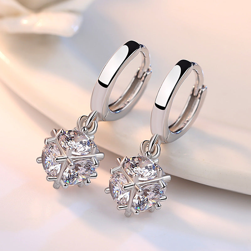 Women's Cute Elegant Love Window Sier Plated Cube Earrings