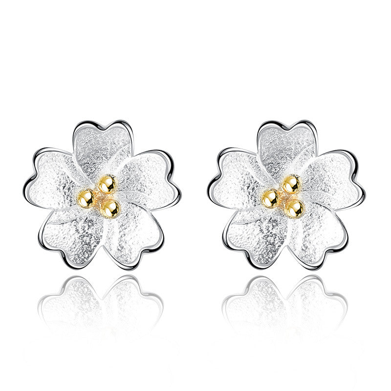 Women's Live Flower Plated Jewelry Sweet Flowers Earrings