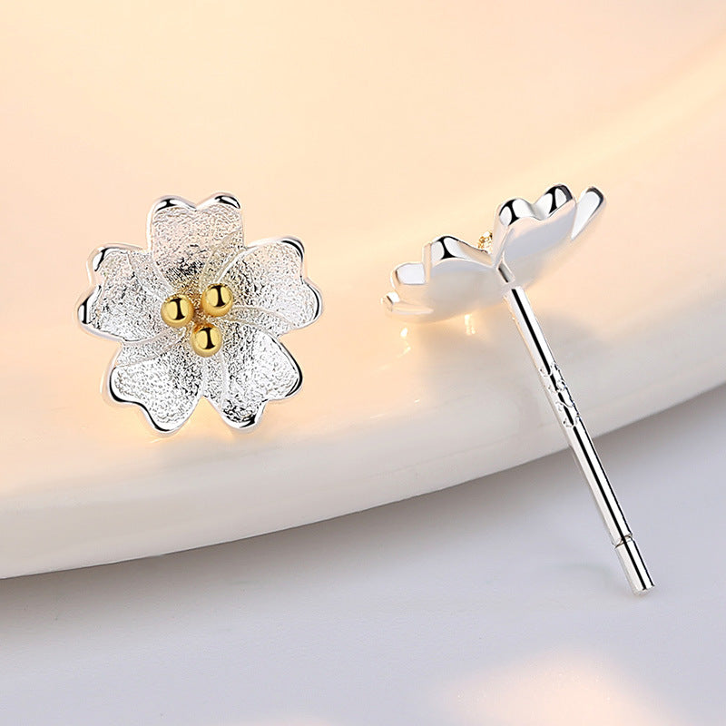 Women's Live Flower Plated Jewelry Sweet Flowers Earrings