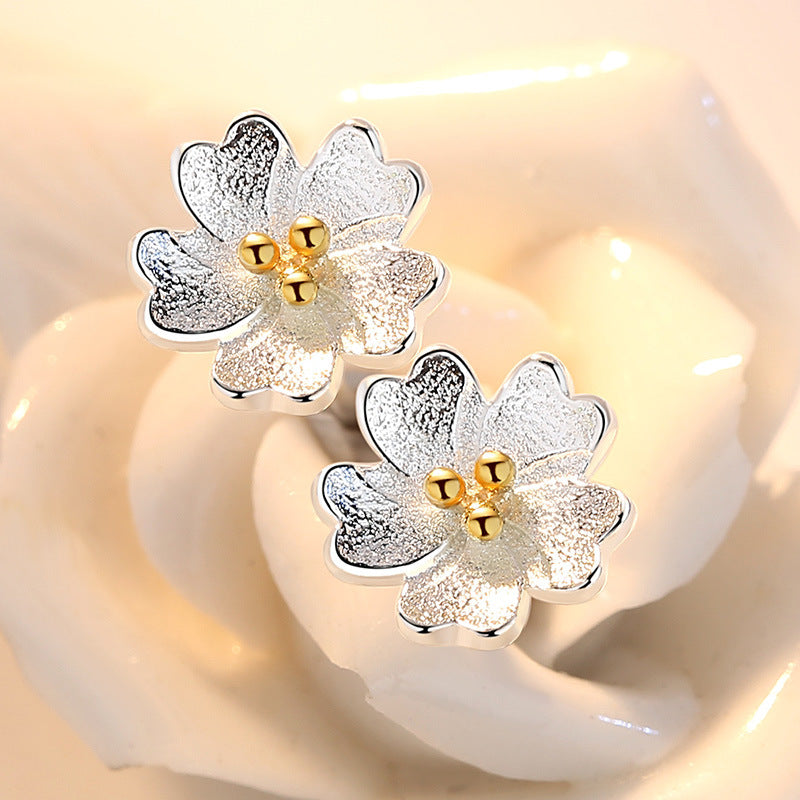 Women's Live Flower Plated Jewelry Sweet Flowers Earrings