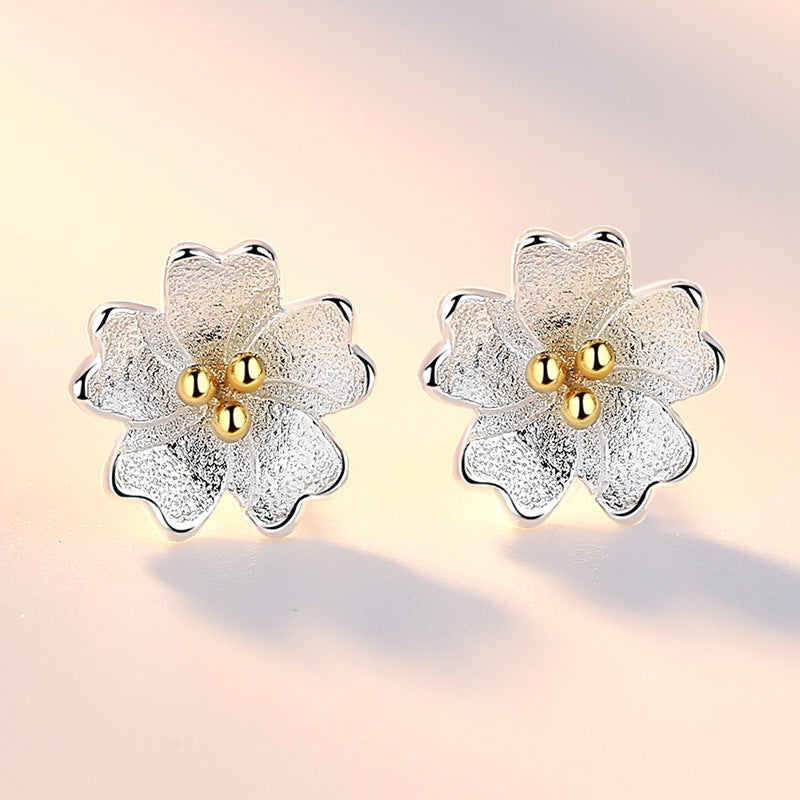 Women's Live Flower Plated Jewelry Sweet Flowers Earrings