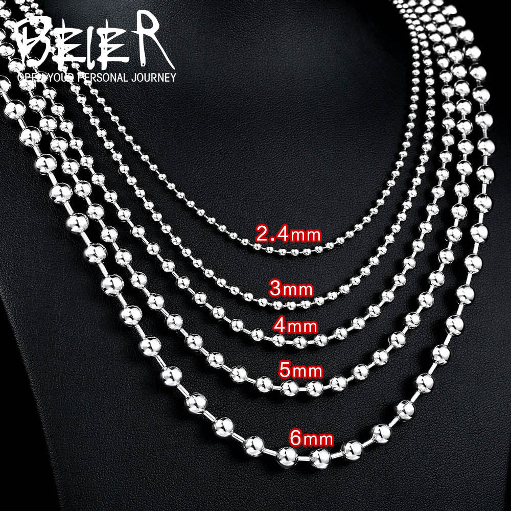 Women's & Men's & Steel Ball Bead Chain Fashionmonger Necklaces