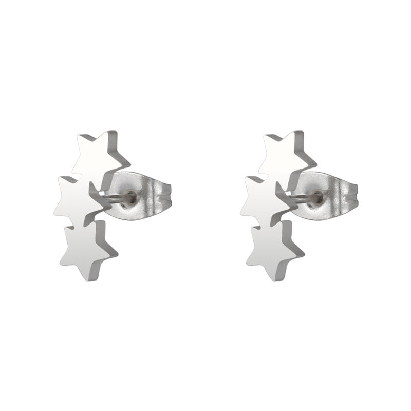 Titanium Steel Fashion Simple Stainless Five-pointed Earrings