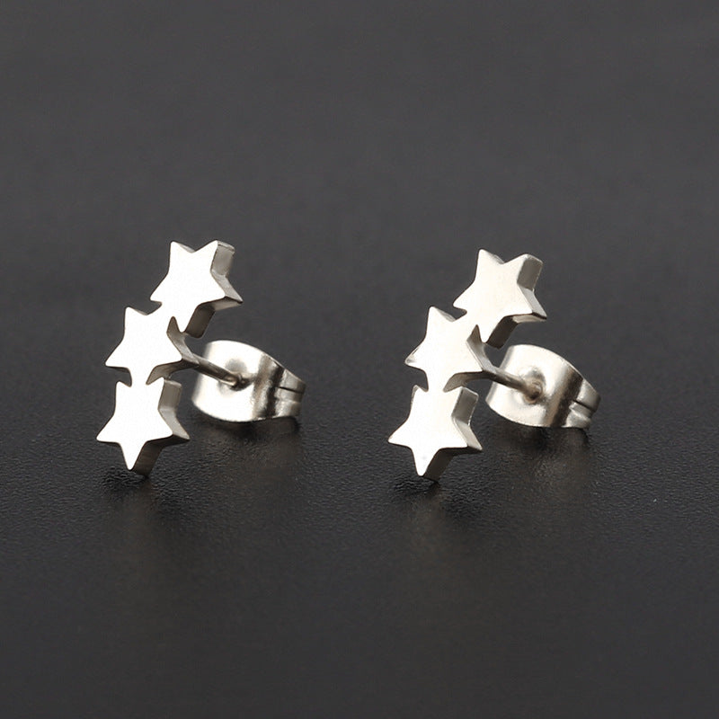 Titanium Steel Fashion Simple Stainless Five-pointed Earrings