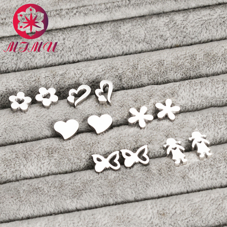 Clear Face Stainless Steel Personality Fashion Earrings