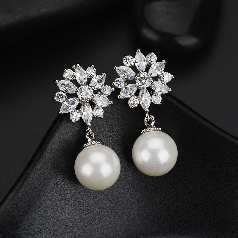 Boucles d'oreilles en Zircon pour femmes, Clip d'oreille en perles, mode coréenne