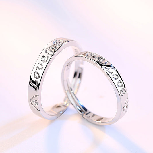 Love Heart-shaped Couple Open-end Female Wedding Rings