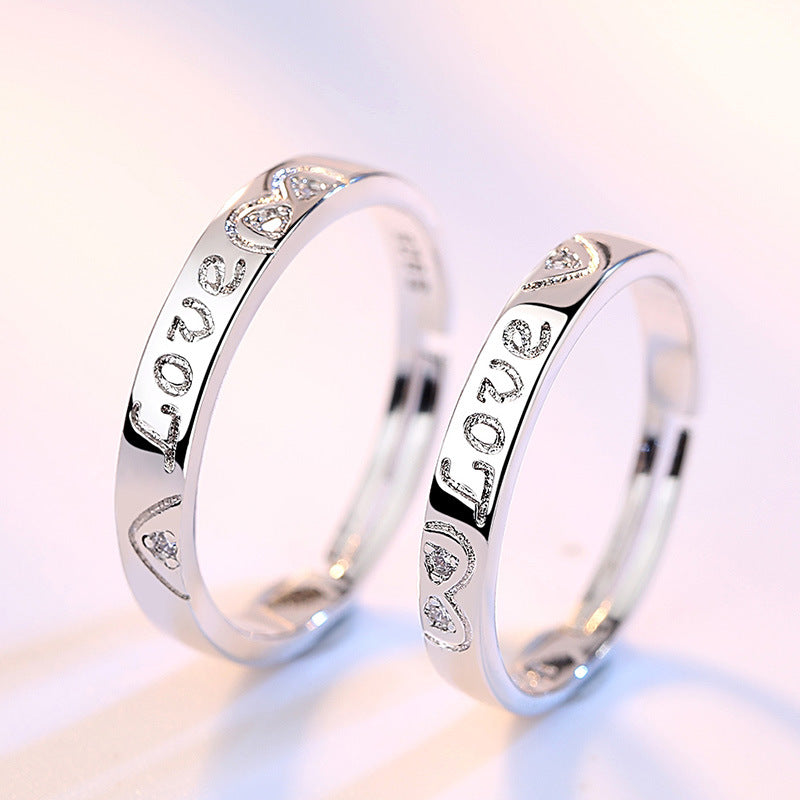 Love Heart-shaped Couple Open-end Female Wedding Rings