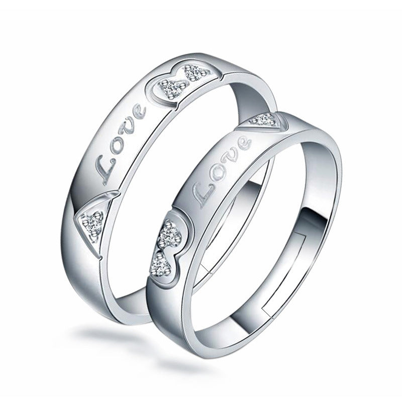 Love Heart-shaped Couple Open-end Female Wedding Rings