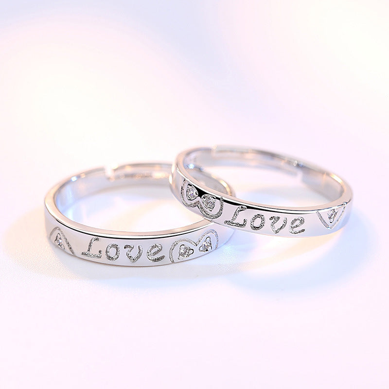 Love Heart-shaped Couple Open-end Female Wedding Rings