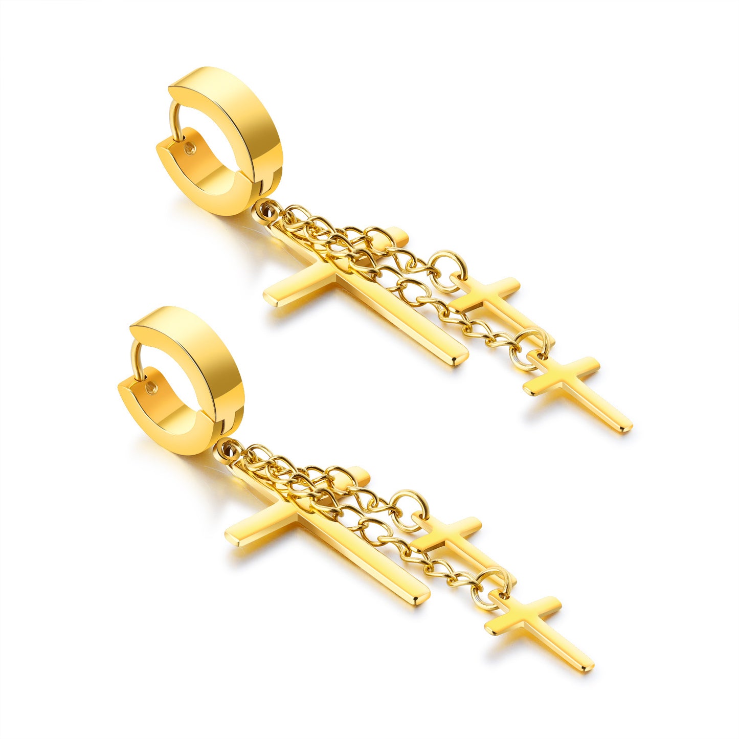 Men's Korean Style Fashion Titanium Steel Cross Earrings