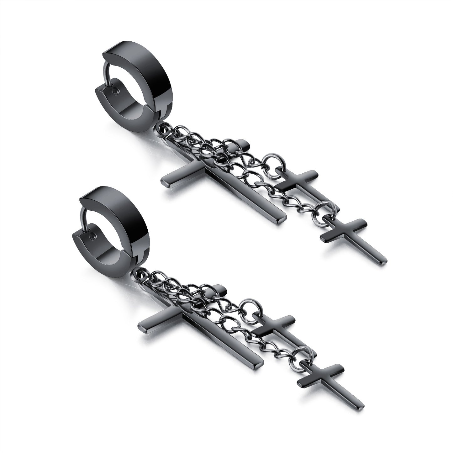 Men's Korean Style Fashion Titanium Steel Cross Earrings