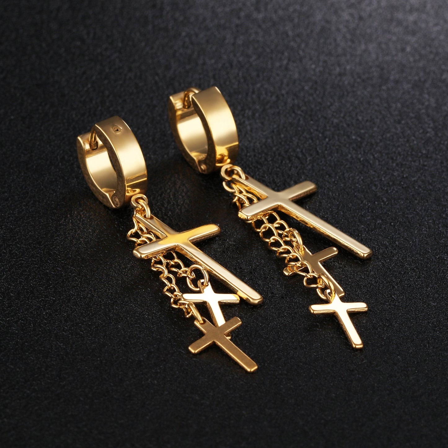 Men's Korean Style Fashion Titanium Steel Cross Earrings