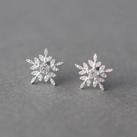 Sterling Sier Cute Graceful Snowflake Diamond Female Rings