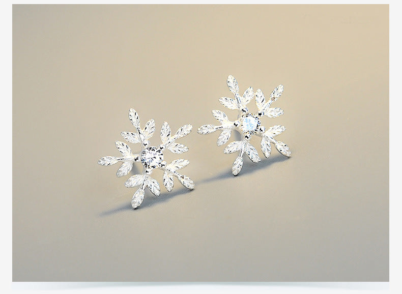 Sterling Sier Cute Graceful Snowflake Diamond Female Rings