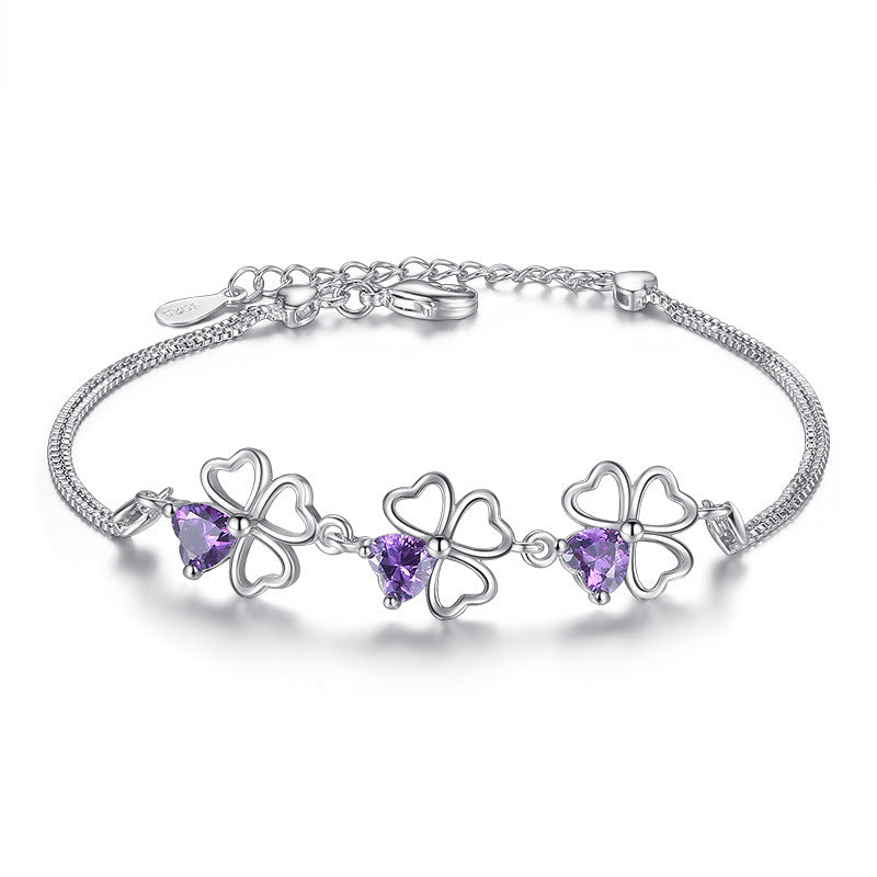 Damen-Armbänder mit Blattgras-Amethyst-Kopf und Nadelverzierung