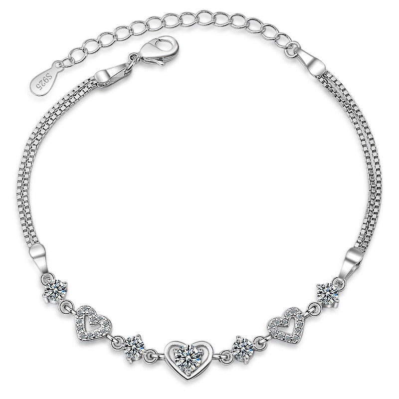 Heart Shaped Love Korean Style Diamond Bracelets