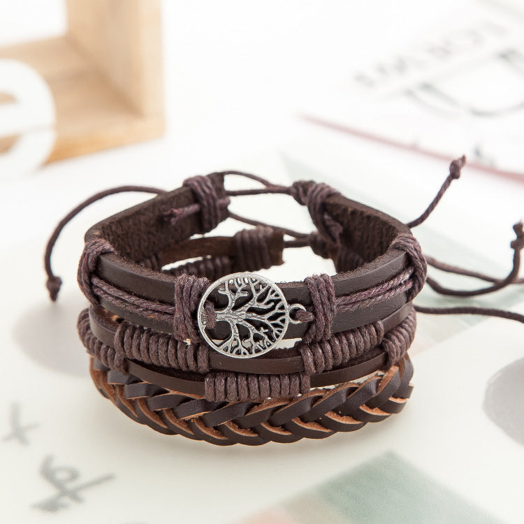 Bracelets hauts de costume tressé noir Lucky Tree