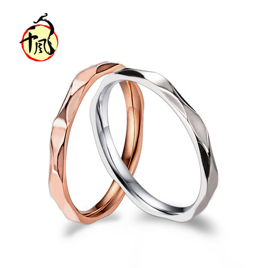 Women's Couple Fine Diamond Rose Gold Little Finger Hand Rings