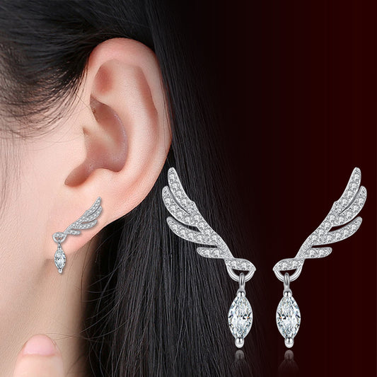 Temperament Horse Eye Zircon Angel Wings Earrings