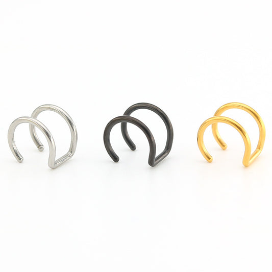 Fashionable Non Piercing Simple Personality Stainless Steel Double Ear Clip