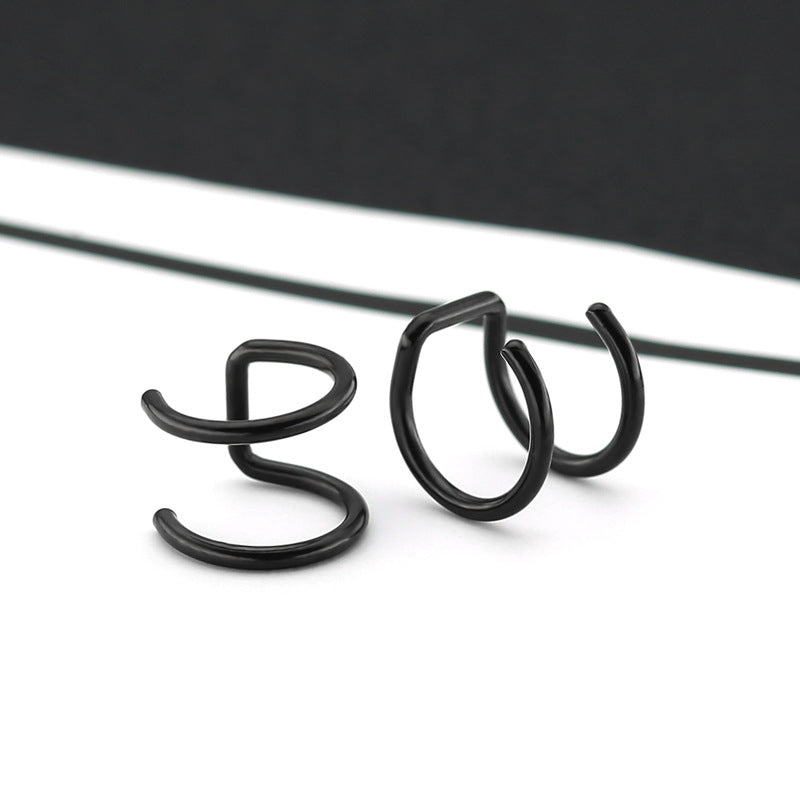 Fashionable Non Piercing Simple Personality Stainless Steel Double Ear Clip