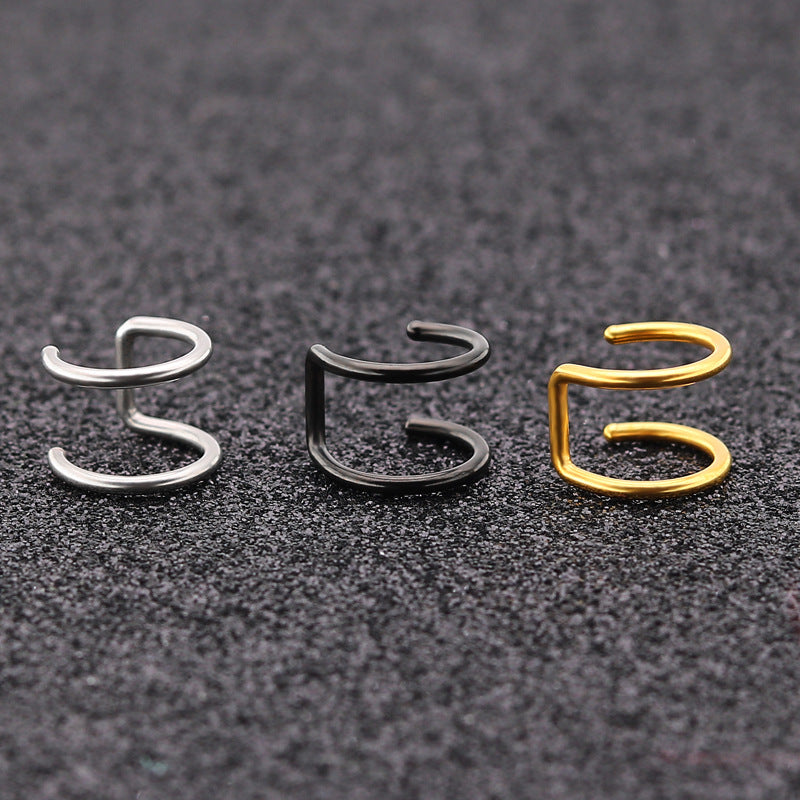 Fashionable Non Piercing Simple Personality Stainless Steel Double Ear Clip