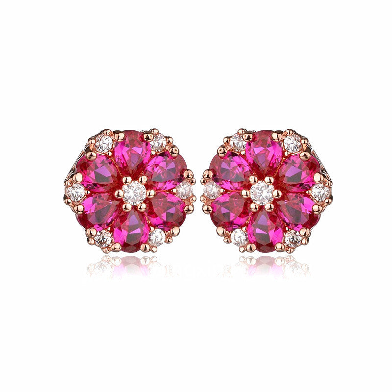 Ear Flower Inlaid Crystal Corundum Affordable Luxury Earrings