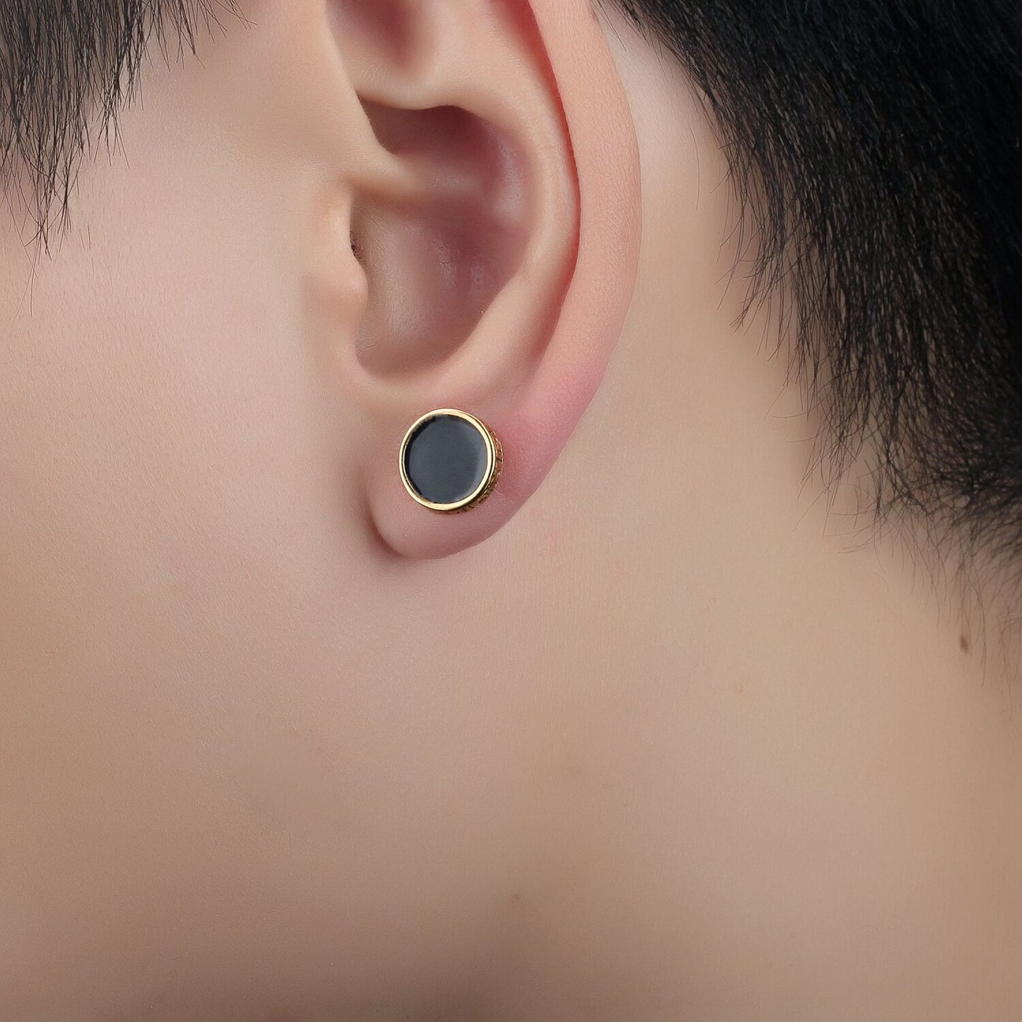 Men's Great Wall Return Pattern Flat Round Earrings