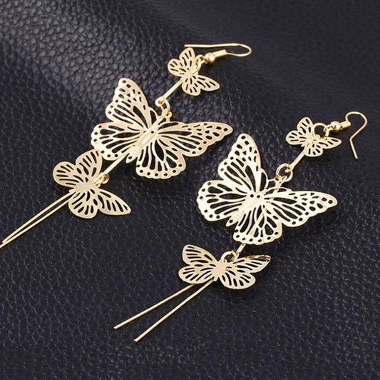 Beauty's Birth Day Hollow Butterfly Long Earrings