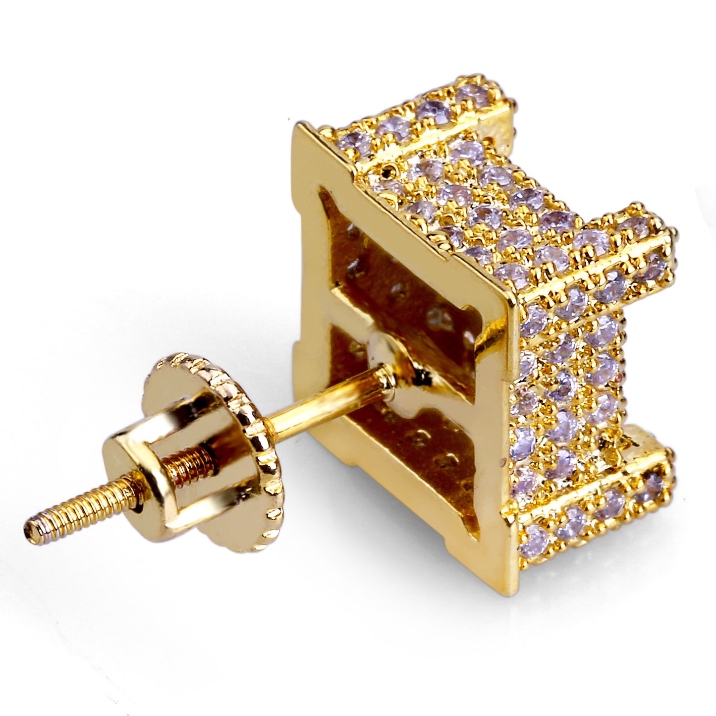 Square Full Zircon Ear Hip Hop Earrings