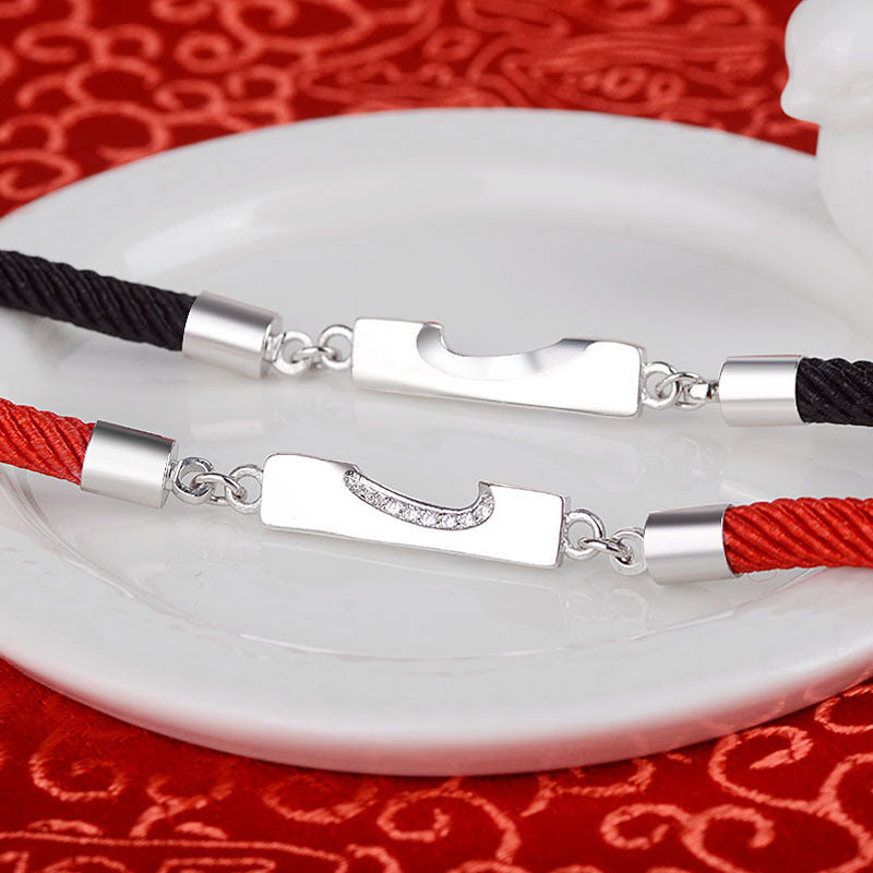 Couple Love Carrying Strap Paire de bracelets en corde romantique