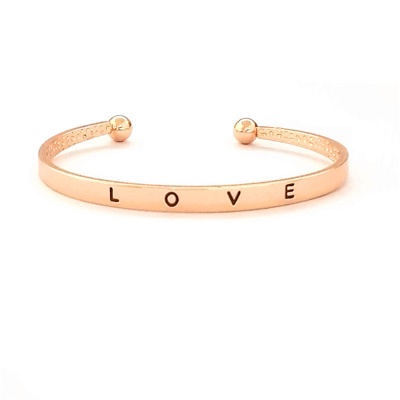 Korean Style Simple Opening Metal Lettering Bracelet
