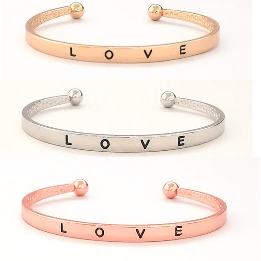 Korean Style Simple Opening Metal Lettering Bracelet
